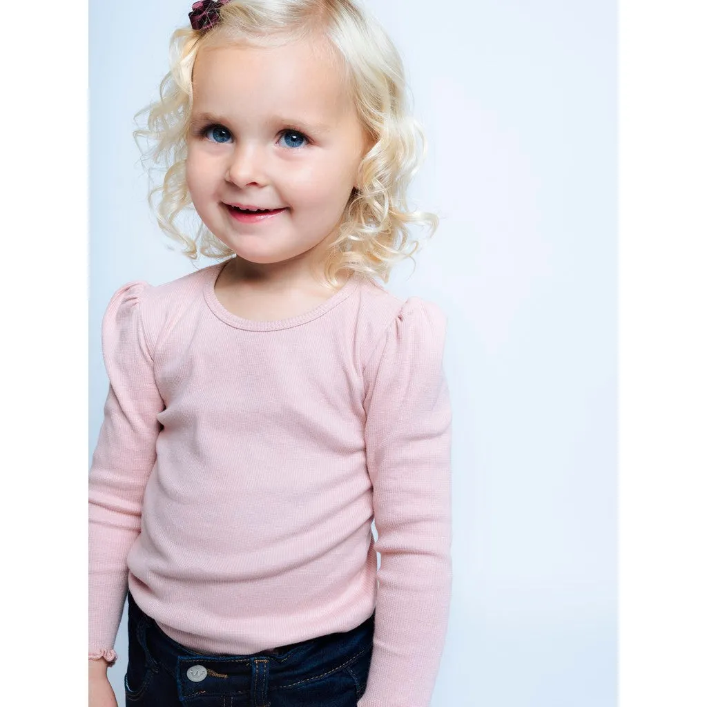 Hust & Claire Andia Rib bluse Dusty Rose langærmet rib