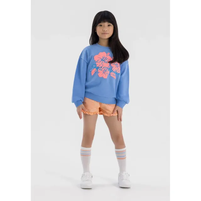 Minoti 42910 sweatshirt til piger blå hibiskus