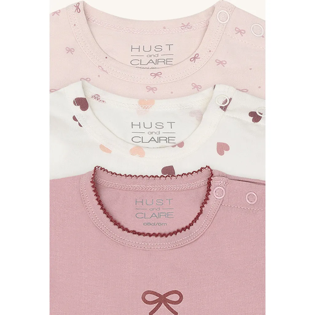 Hust & Claire Alda Bow bluse Hushed Pink 3-pak bomuld
