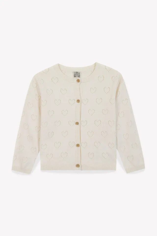Bonton Lilou Milk cardigan bomuld cashmere hjerter