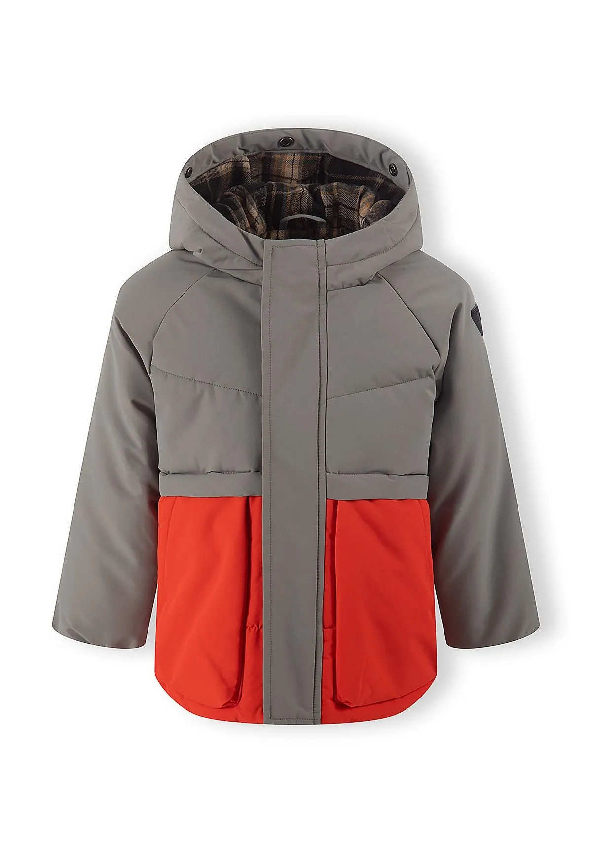 Minoti 45260 drengeparka rød ternet foer