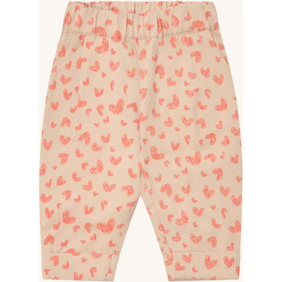 Hust & Claire Trine Fine twill Heart bukser Wild Coral hjerter