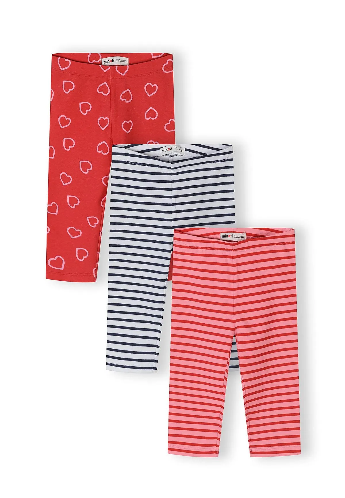 Minoti 44826 leggings 3-pak hjerteprint bomuld