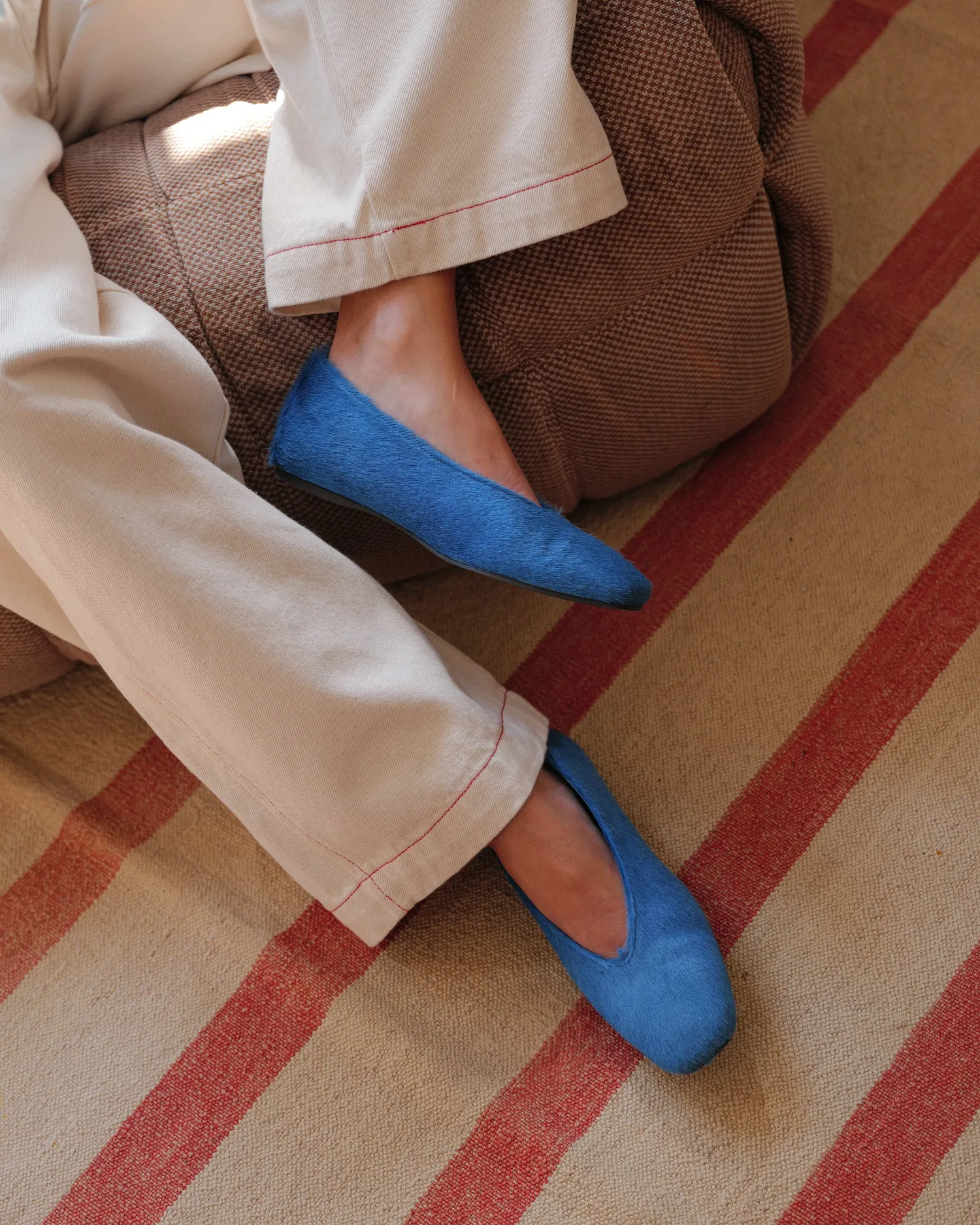 Bobo Choses Hairy leather ballet flat ballerina blå læder