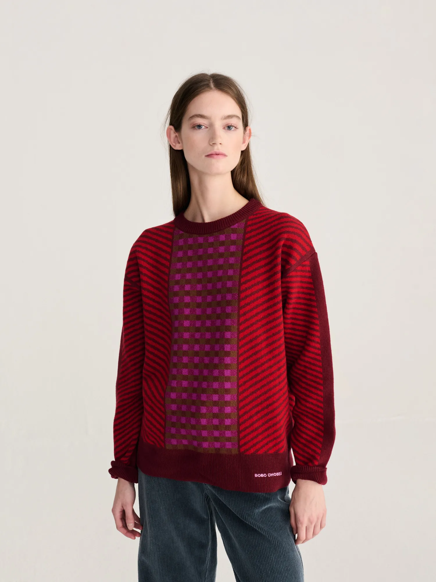 Bobo Choses All About Monsters Jacquard striktrøje bordeaux