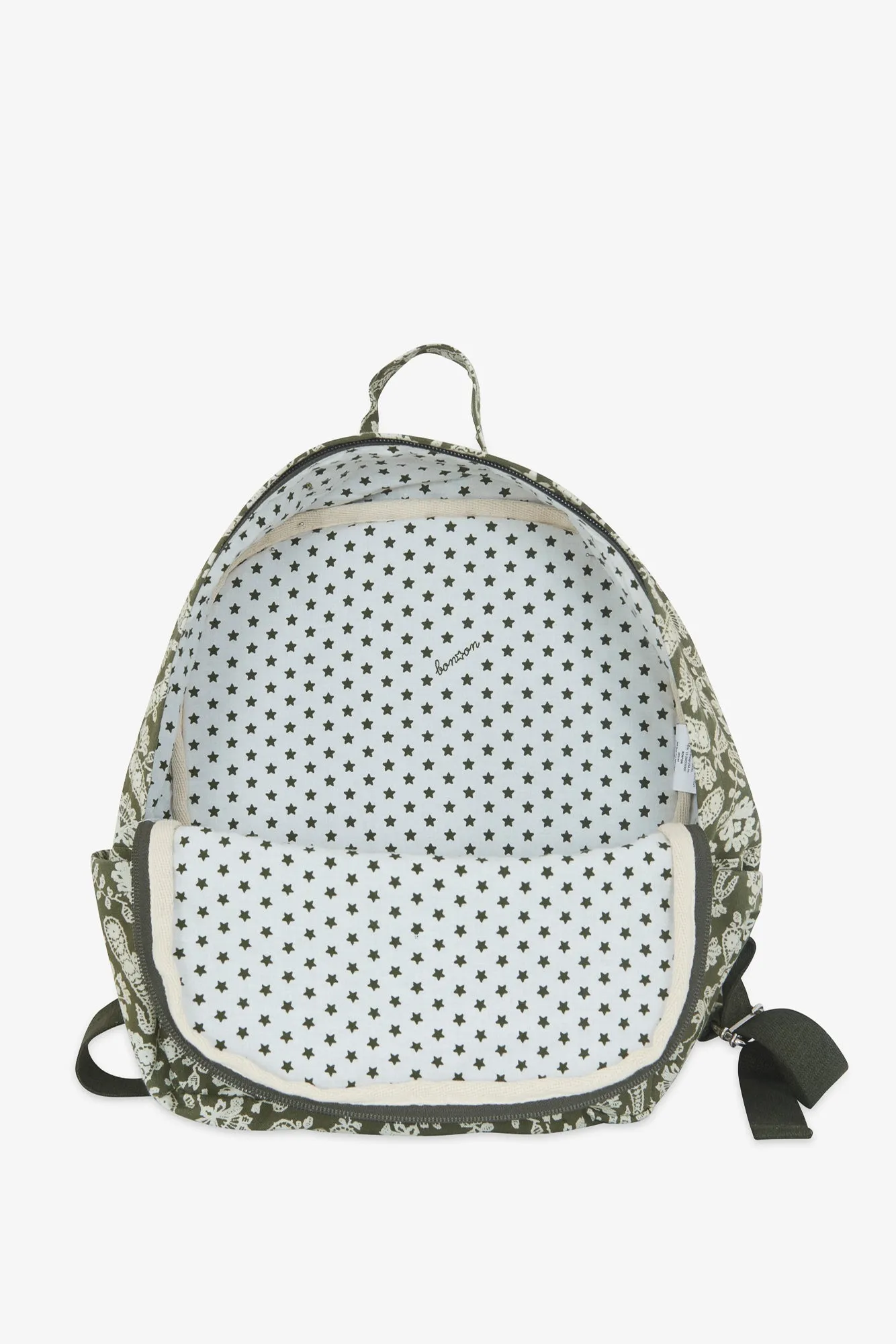 Bonton Bandana rygsæk grøn bomuld 28 cm