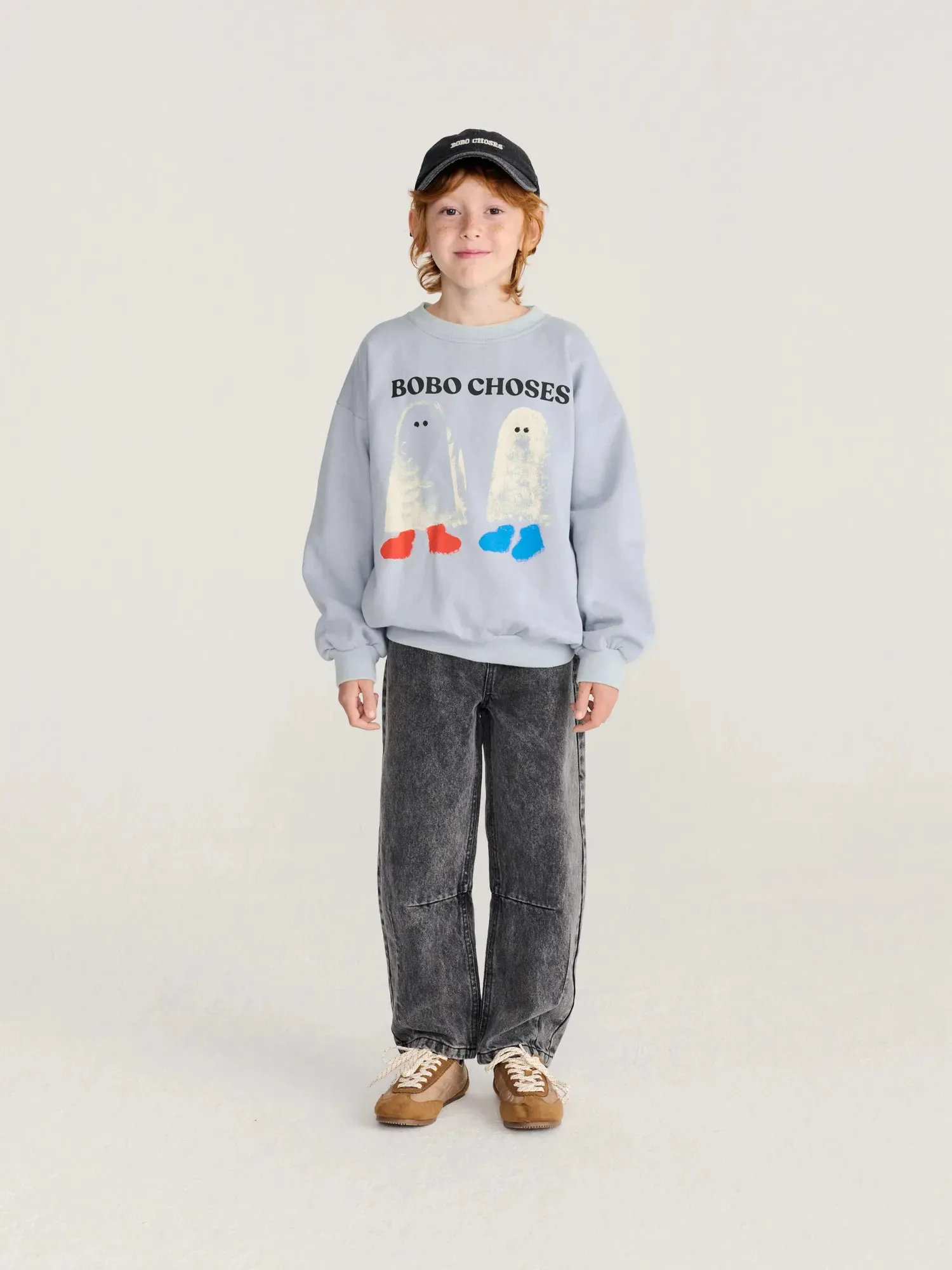 Bobo Choses Booty Ghosts sweatshirt lyseblå økologisk bomuld