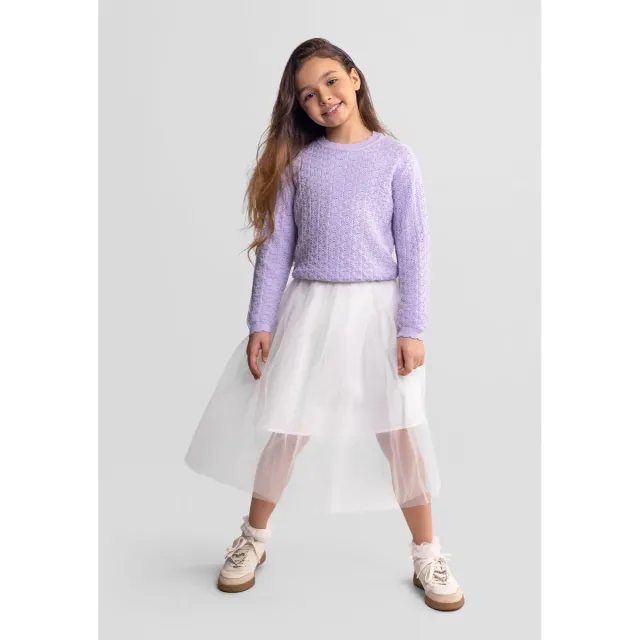 Minoti 44720 pullover lilla rudemønster pige pointelle