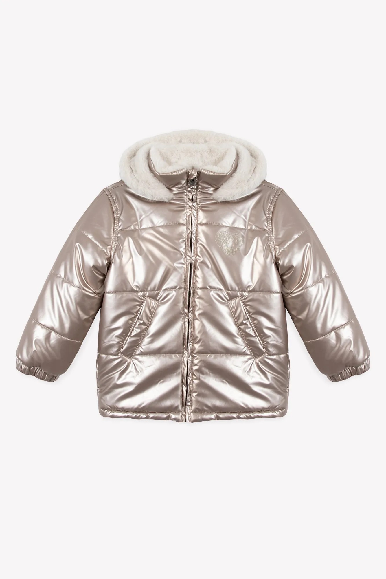 Bonton Moove Champagne dynejakke metallic hætte