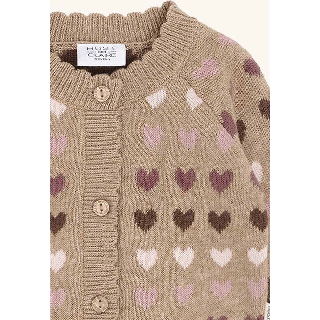 Hust & Claire Call Hearts cardigan biscuit økologisk