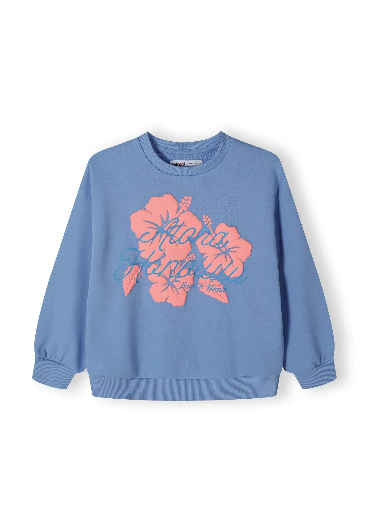 Minoti 42910 sweatshirt til piger blå hibiskus