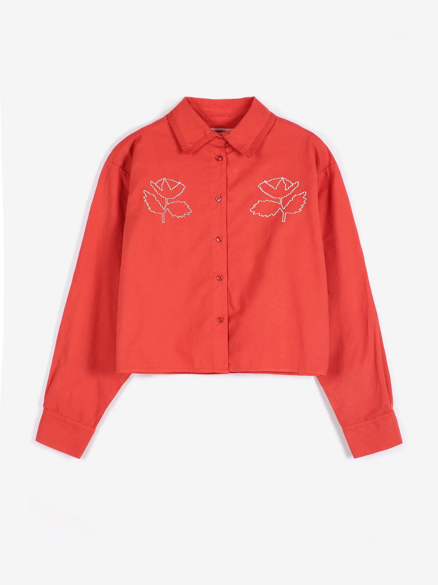 Bobo Choses Vibrant Flower Embroidery Poplin skjorte rød løs