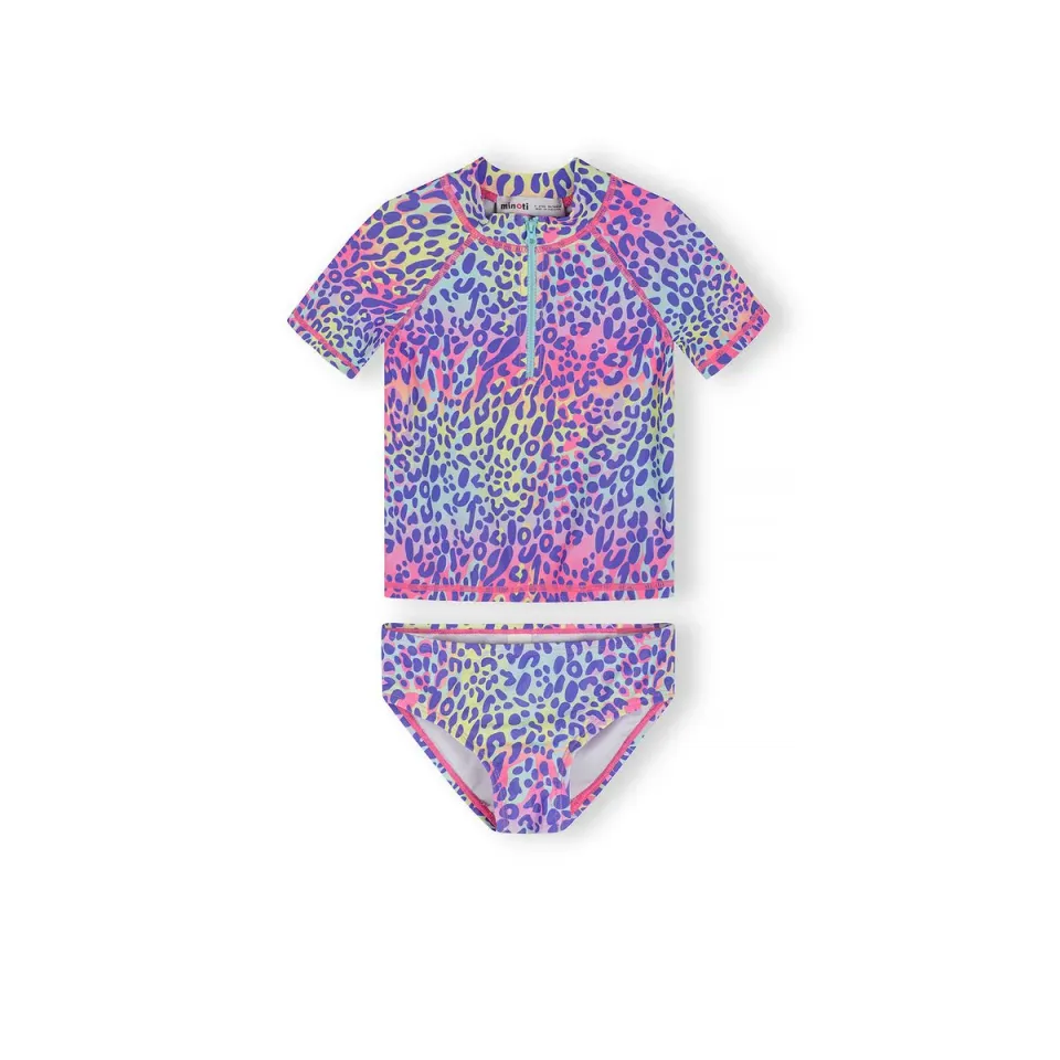 Minoti 44491 badebluse til piger lilla leopard