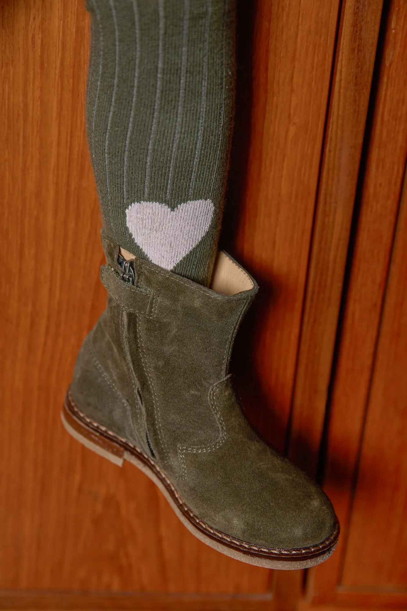 Bonton Escape bottines kaki læder str 24-37