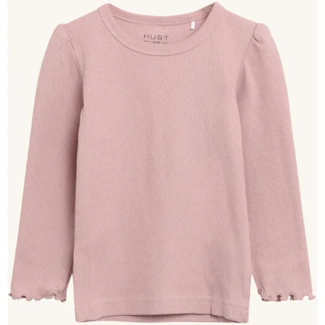 Hust & Claire Andia Rib bluse Dusty Rose langærmet rib