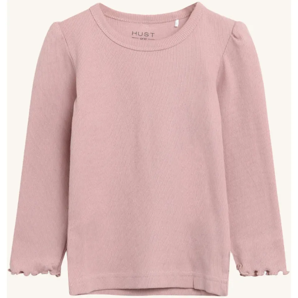 Hust & Claire Andia Rib bluse Dusty Rose langærmet rib