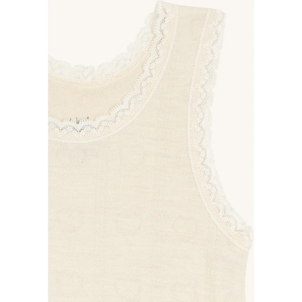 Hust & Claire Faith Pointelle top ivory uld bambus