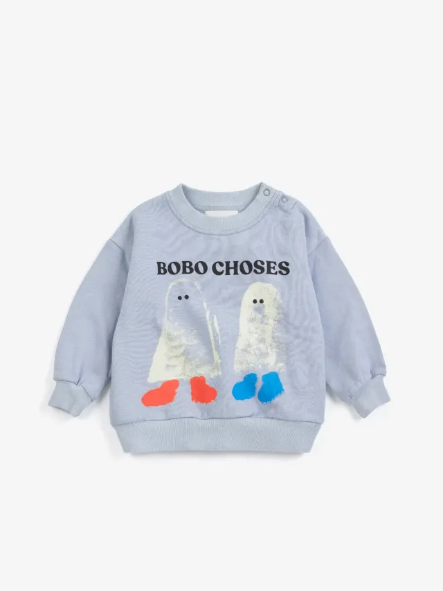 Bobo Choses Booty Ghosts sweatshirt lyseblå økologisk bomuld