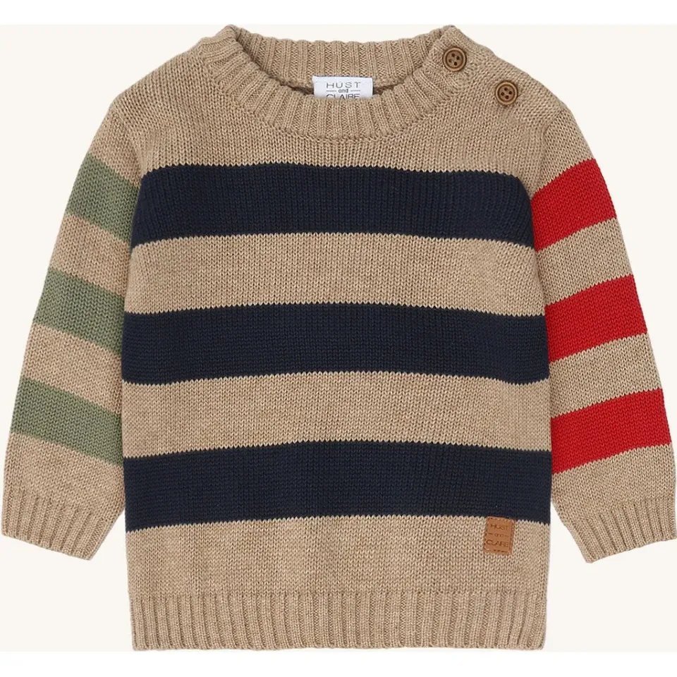 Hust & Claire Pilou Knit Stripes strik Biscuit bomuld
