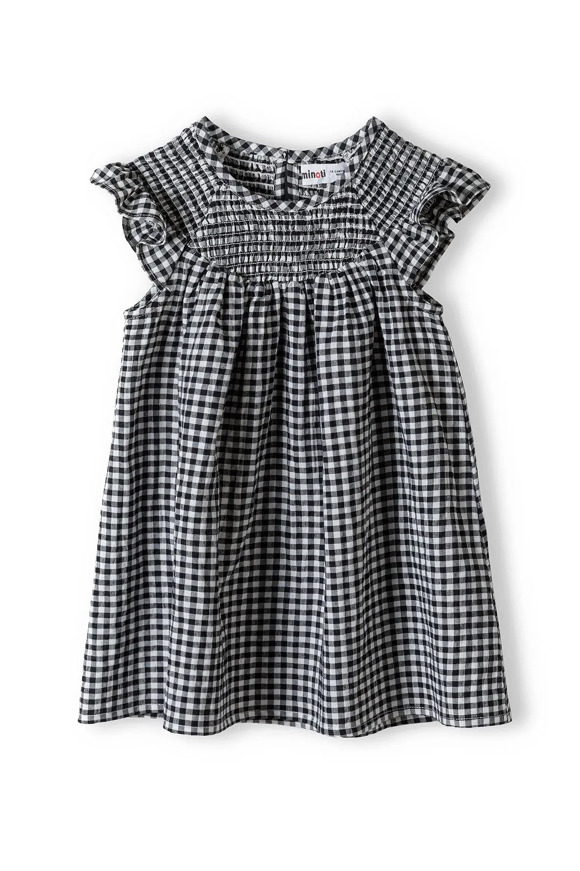 Minoti 38130 jerseykjole til baby grå tern smock