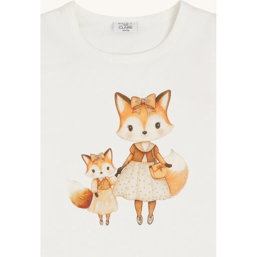 Hust & Claire Alma Fox langærmet t-shirt ivory glimmer