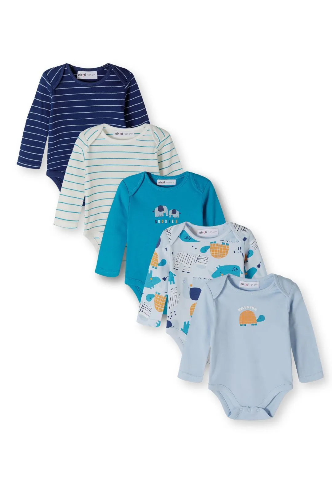 Minoti babybody langærmet print 5-pak