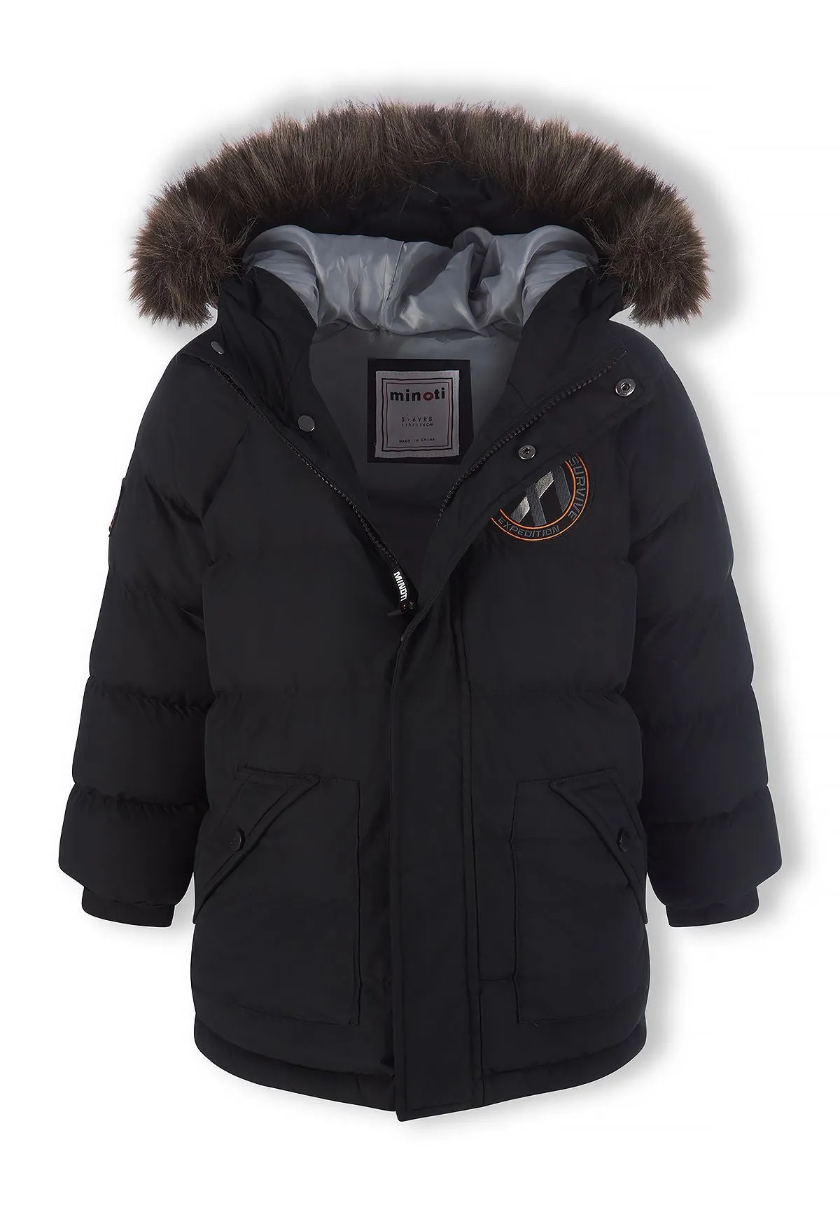 Minoti 45222 parka sort med hætte til drenge