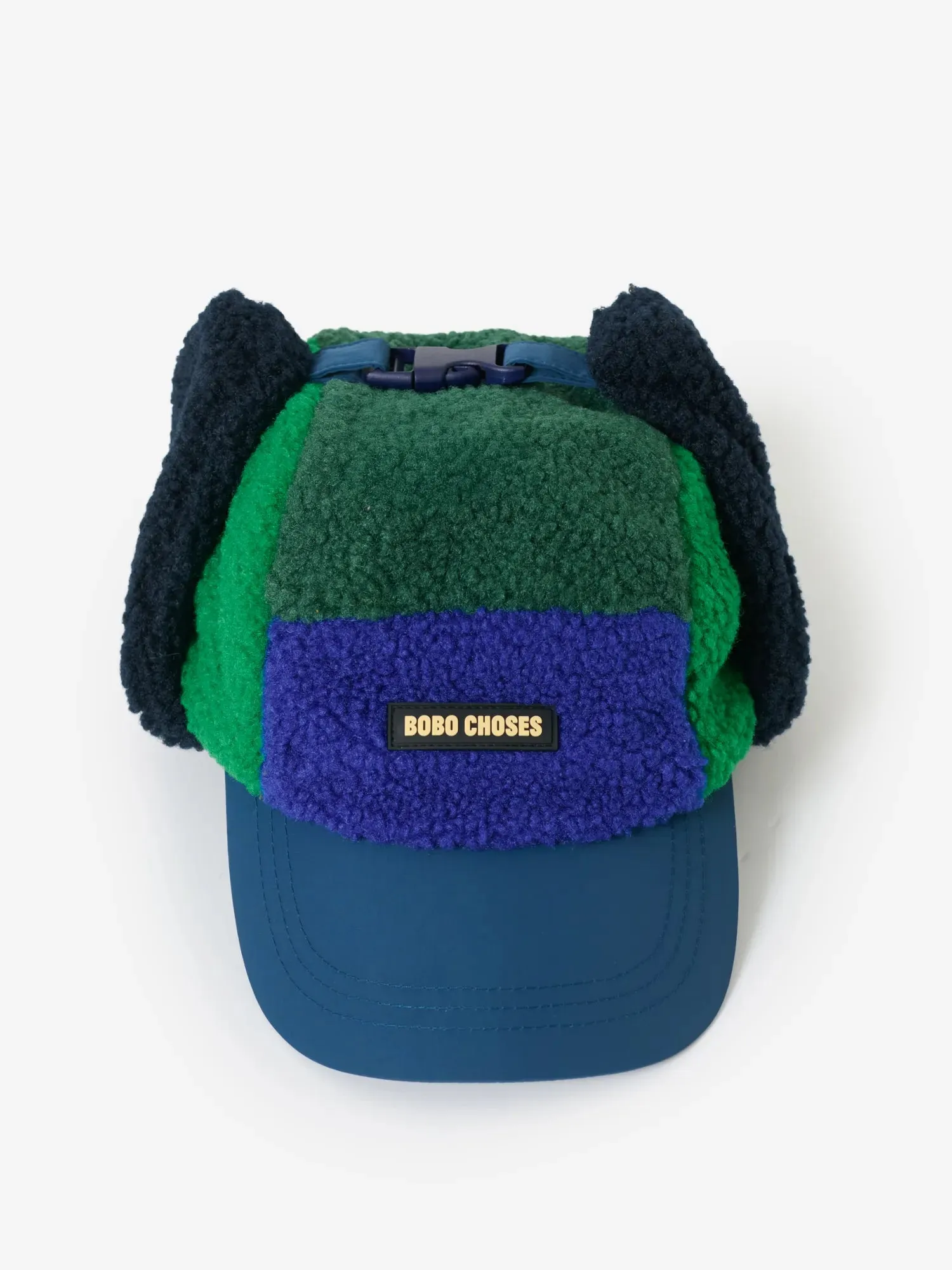 Bobo Choses All About Monsters color block sheepskin chapka navy HEAD52