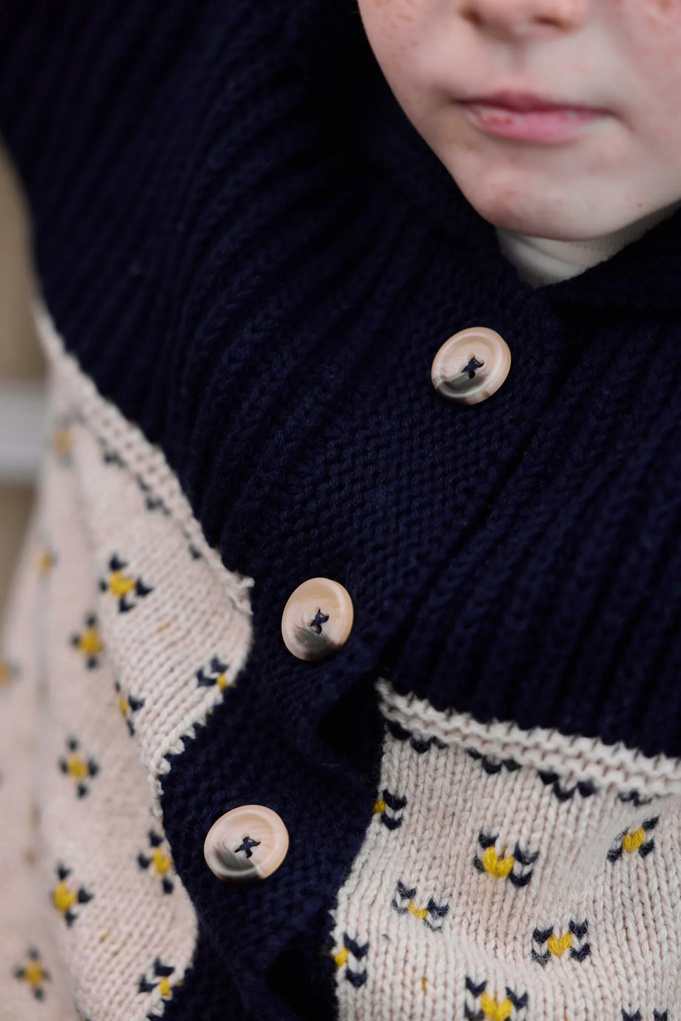 Bonton Pekin Blue Jacquard cardigan blå bomuld