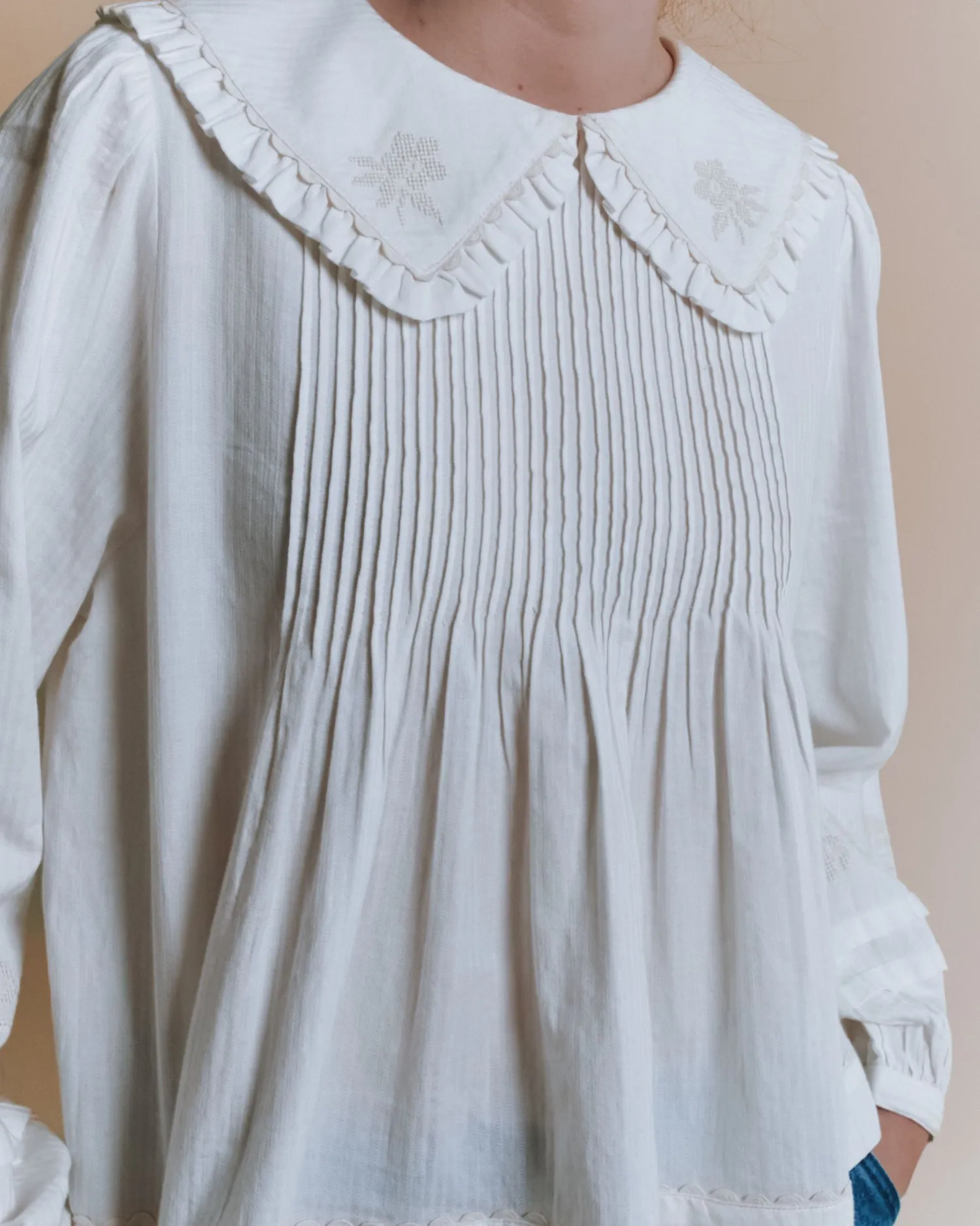 Emile et Ida Elena bluse ecru broderet
