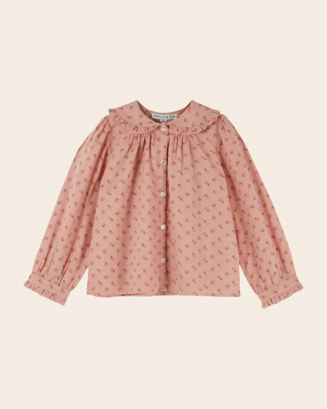 Emile et Ida Fleuri Rose bluse lyserød økologisk