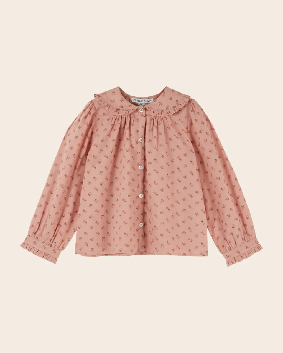 Emile et Ida Fleuri Rose bluse lyserød økologisk