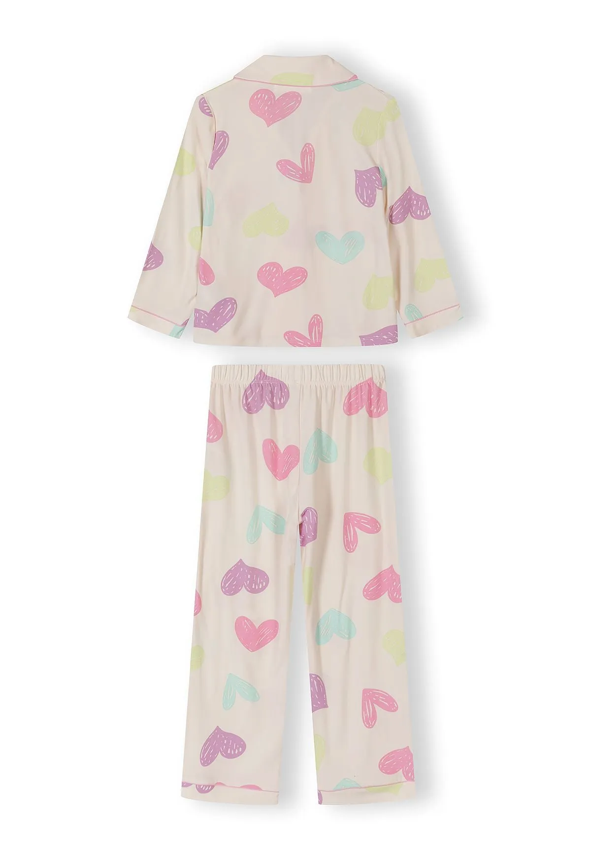 Minoti 44904 pyjamas creme hjerteprint