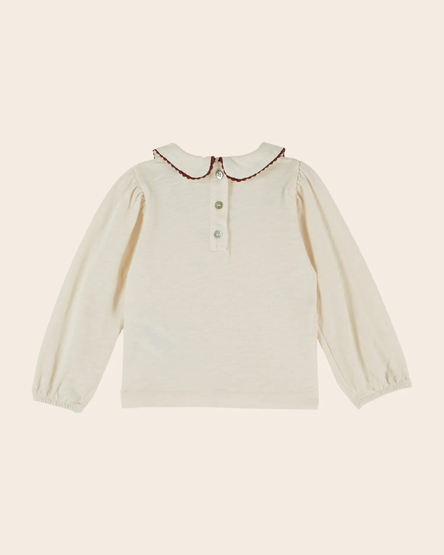 Emile et Ida piget-shirt ecru sløjfehals økologisk