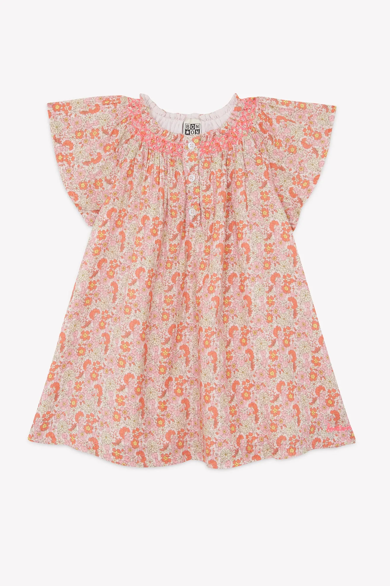 Bonton Noisette kjole rosa blomstret baby