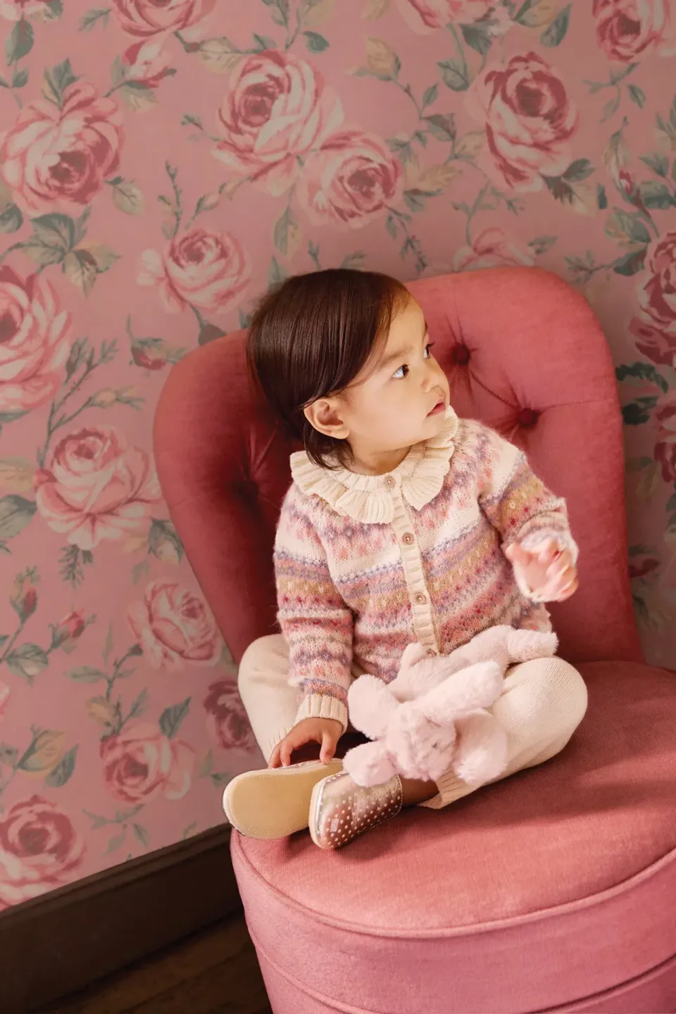Bonton Papillon sæt milk jacquard uld