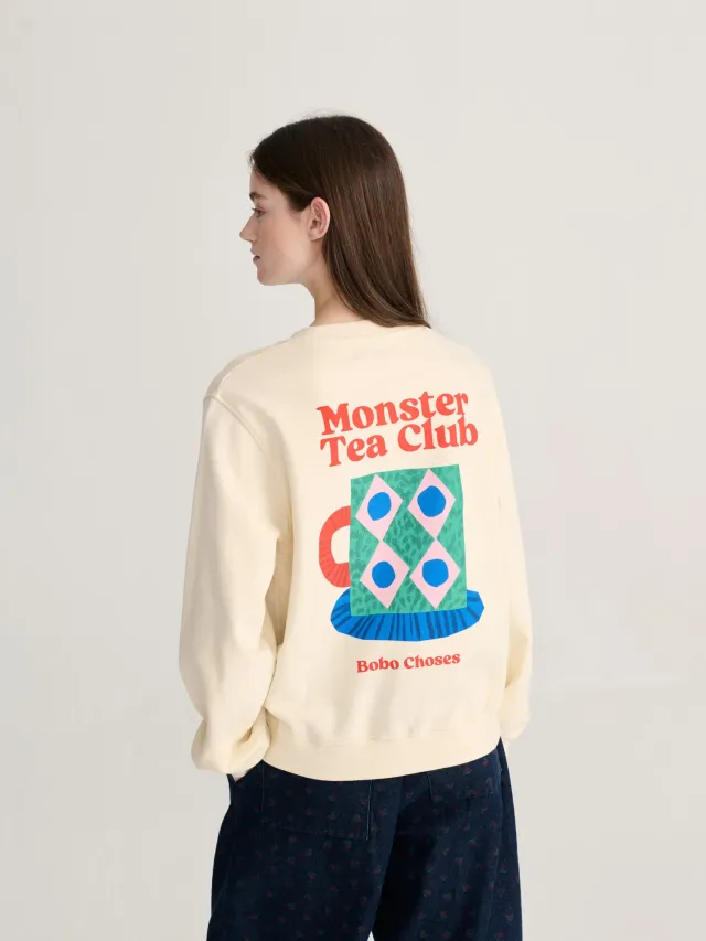 Bobo Choses Monster Mug sweatshirt offwhite genbrug