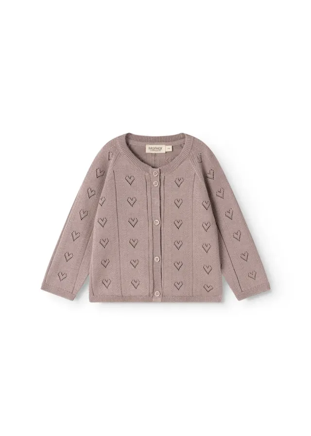 MarMar Totti strikcardigan Dusty Purple økologisk bomuld