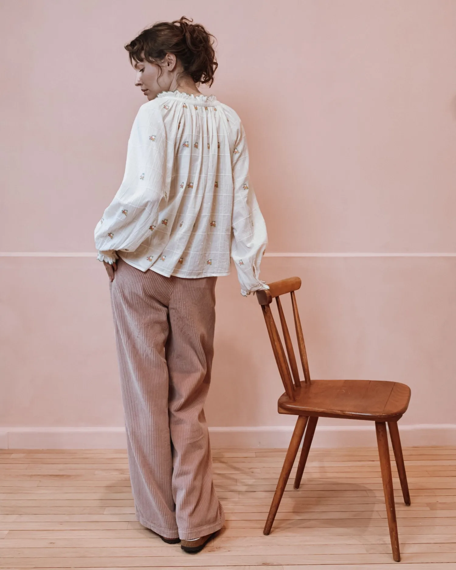 Emile et Ida Elyana bluse ecru broderet bomuld