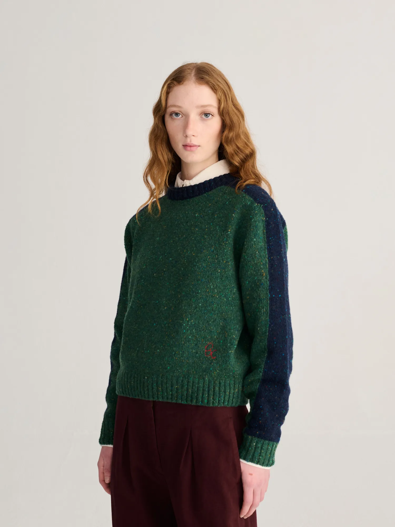 Bobo Choses Color Block Wool Blend Jumper striktrøje grøn