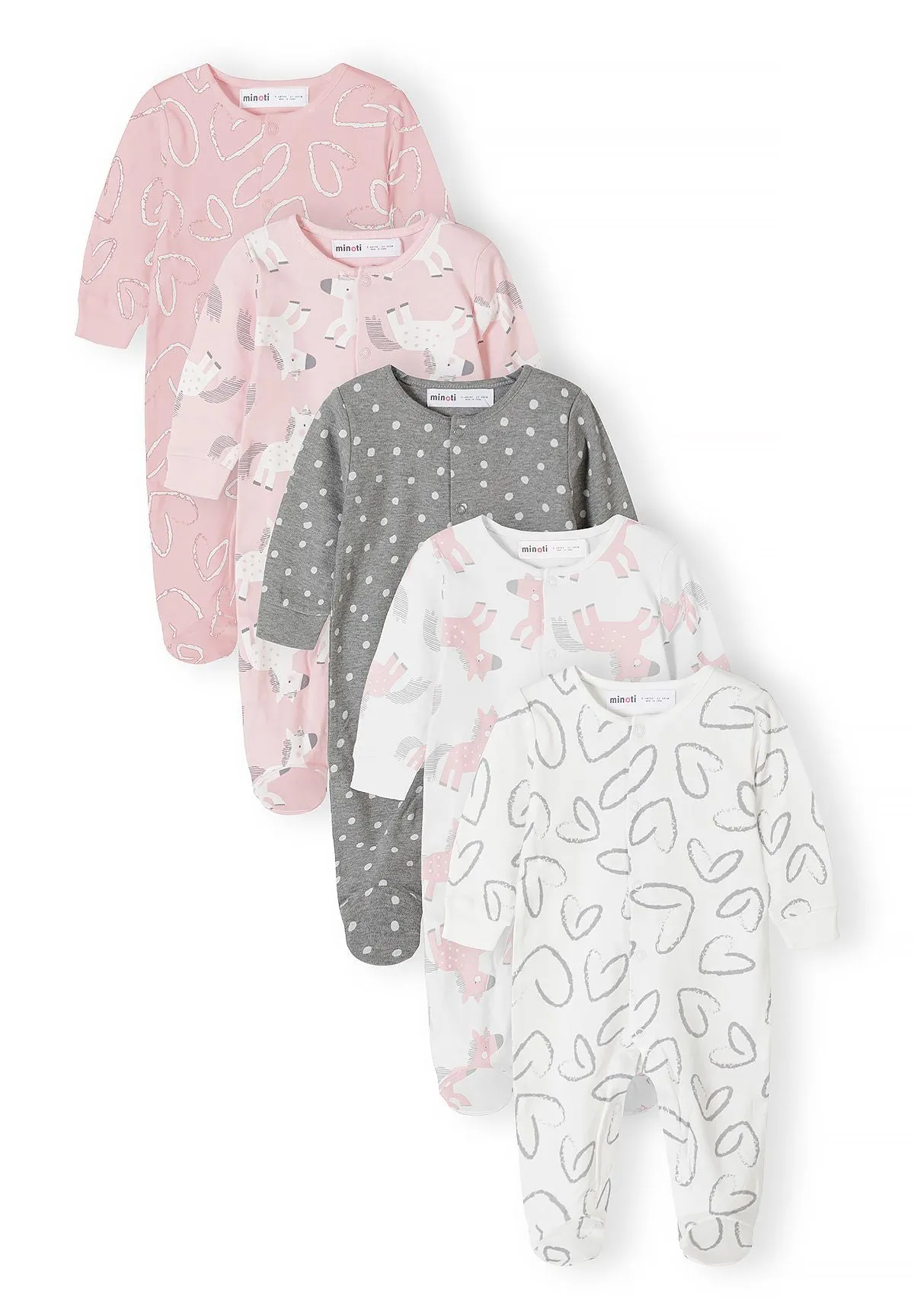 Minoti natdragt til baby 5-pak med print