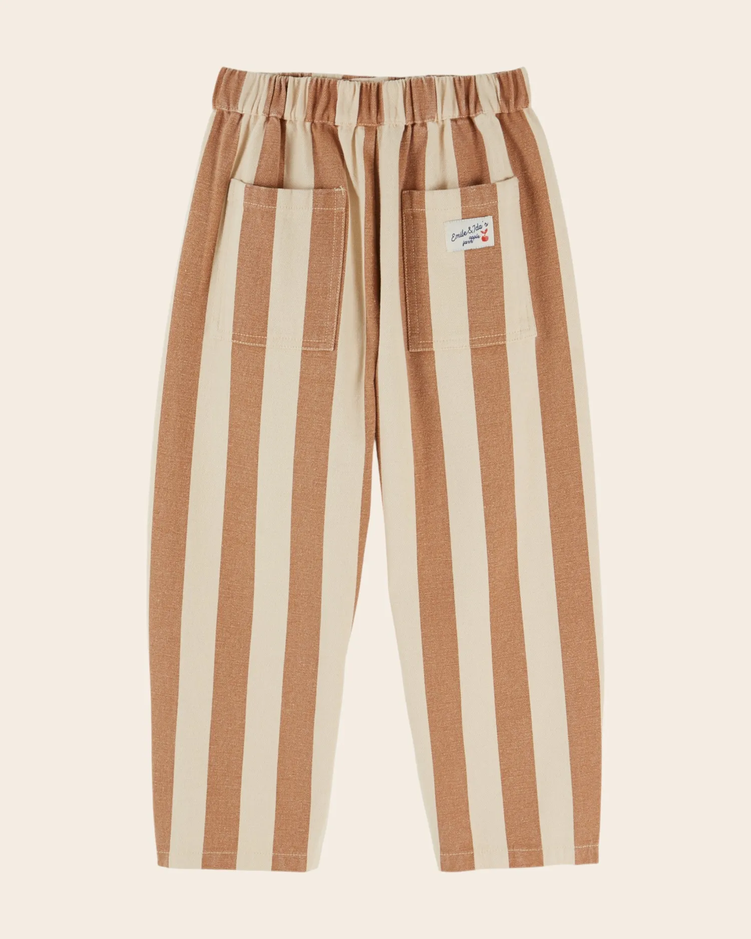 Emile et Ida Rayé bukser beige stribet bomuld