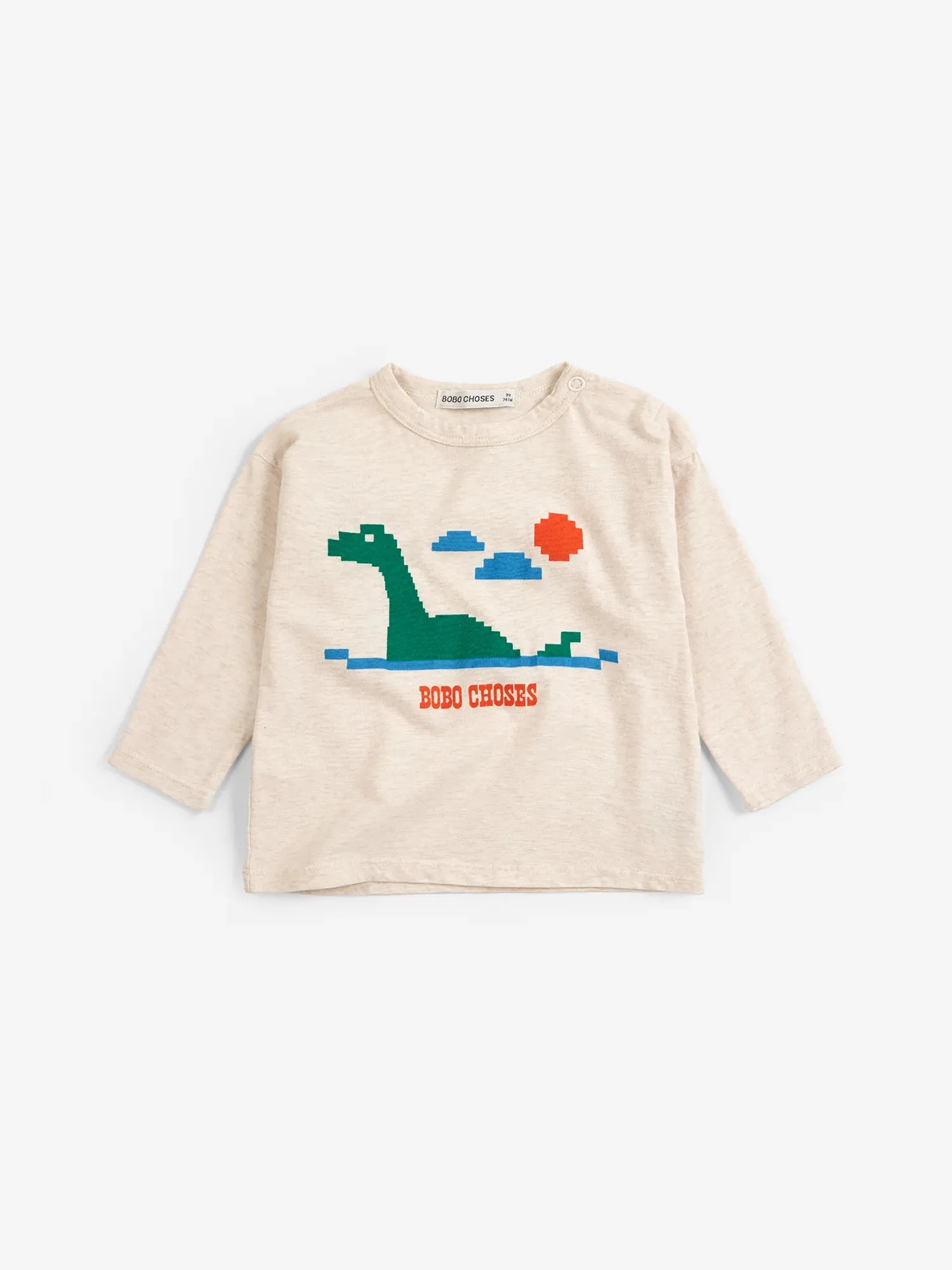 Bobo Choses Lake Monster T-shirt offwhite bomuld 3M-24M
