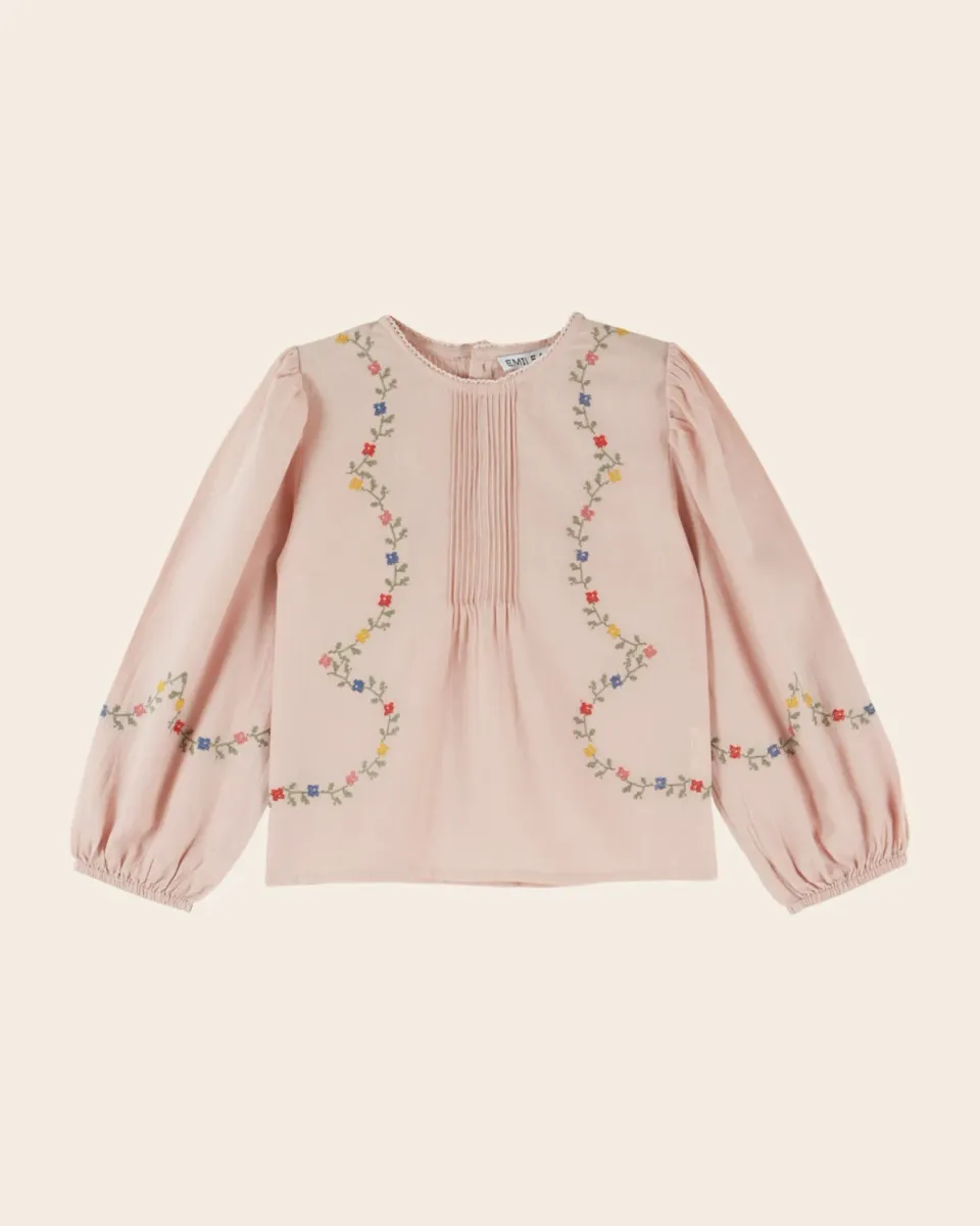 Emile et Ida Guirlande bluse rosa korssting