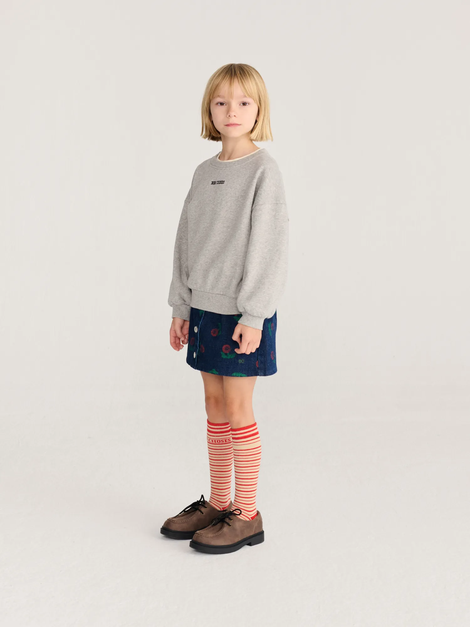 Bobo Choses Mush Monster Duo sweatshirt lysegrå økologisk