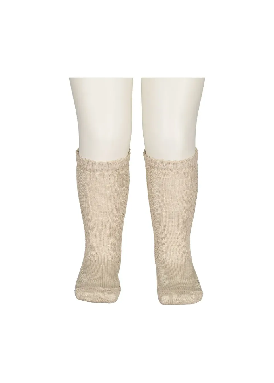 MarMar Copenhagen Knee Socks Pointelle knæstrømper Warm Pearl beige