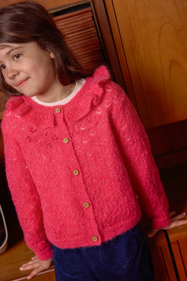 Bonton Corolle Rose cardigan lyserød uld 4A