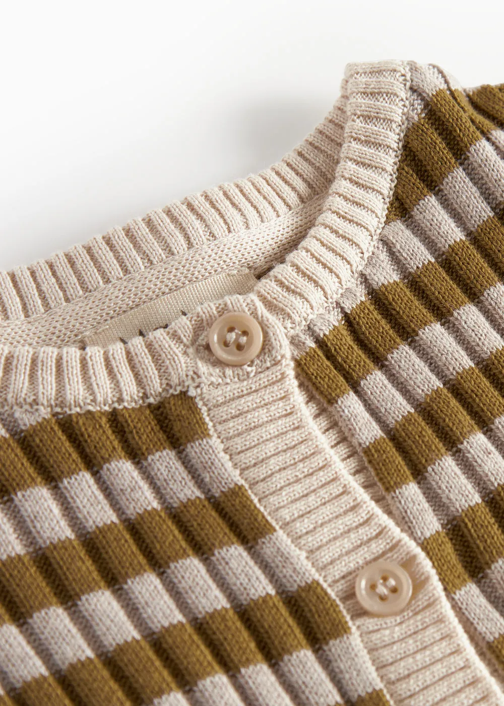 MarMar Tob strikcardigan Cashew Mel Stripe økologisk bomuld