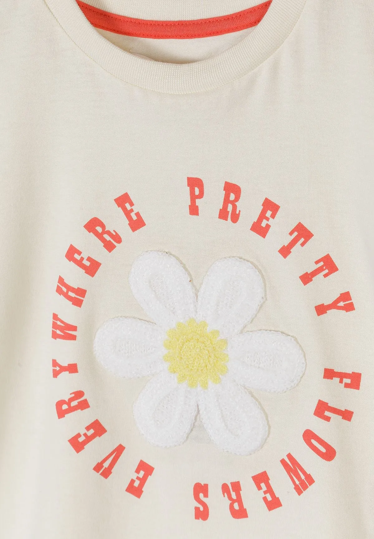 Minoti t-shirt creme blomst bomuld
