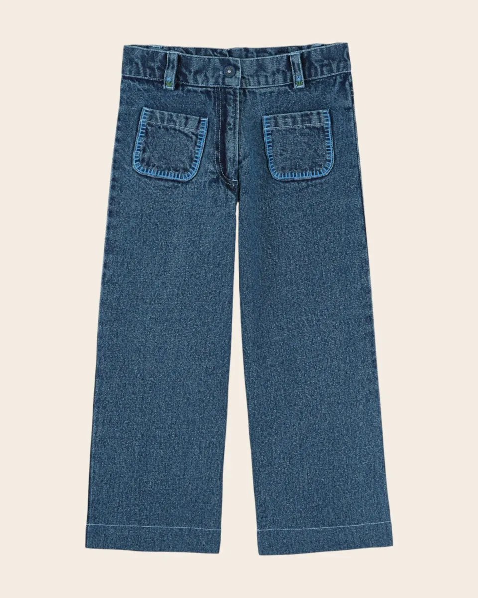 Emile et Ida bukser denim broderi blå pige